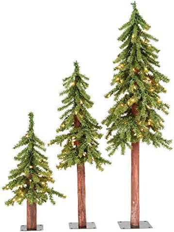 Vickerman 4 '5' 6 'סט עץ חג מולד מלאכותי אלפיני טבעי, לא מואר - סט עץ חג המולד פו - תפאורה ביתית מקורה עונתית