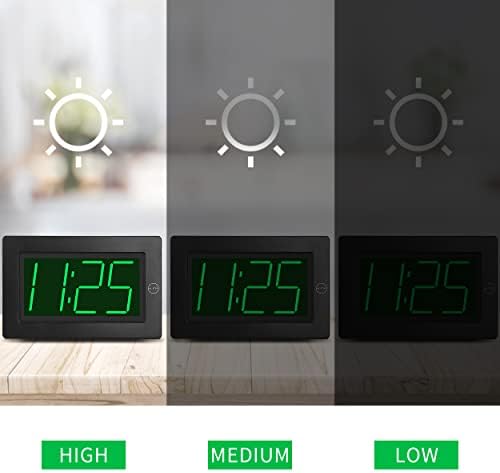 שעון מעורר קוואנווה, שעון קיר, שעון דיגיטלי, תצוגת ספרות לד 3, מופעל על סוללה, בהירות מתכווננת, מצב לילה אוטומטי, הגברת עוצמת אזעקה אוטומטית, הרכבה על הקיר ושולחן שולחן, שעון לחדר שינה
