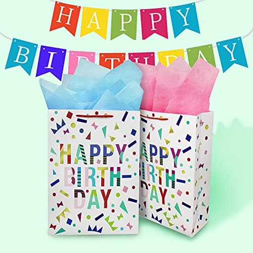 2 חבילות 16.5 שקיות מתנה גדולות במיוחד עם נייר טישו למסיבת יום הולדת