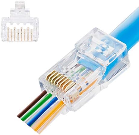 Quilence Stuggeed Cat6 Cat5e עוברים דרך מחברים מחברים RJ45 מחברים מצופים זהב Ethernet Ethernet Comm Call Cable Cable עבור כבל 24AWG Cat6 Cat5e
