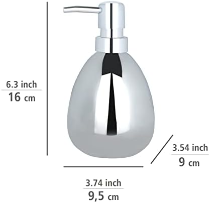 מתקן סבון קרמי של ונקו פולאריס, משטח עבודה, בקבוק משאבה למטבח וחדר אמבטיה, 0,1 גל, מידות: 3.94 על 6.50 על 3.7 אינץ', כרום