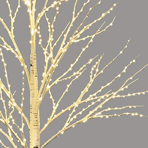LitBloom מואר ליבנה עץ זרד עם אורות פיות 4ft 200 נורות LED לקשירת חג חיצונית ביתית חיצונית