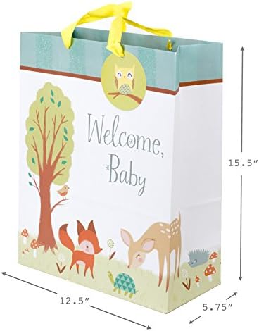 הולמרק 15 שקית מתנה גדולה במיוחד לתינוק עם נייר טישו למקלחות לתינוקות, הורים טריים ועוד