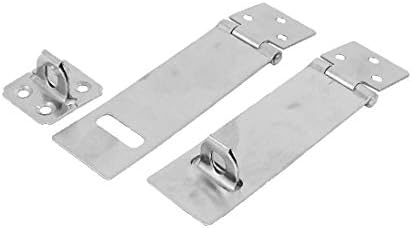 שער דלת X-Deree סככת שער מנעול נירוסטה Hasp Staple Silver Tone 4 אורך 2 מחשבים (Puerta Puerta Cobertizo Candado Acero בלתי חמצון Cerrojo Grapa Tono Plateado 4 '' Longitud 2 PCS