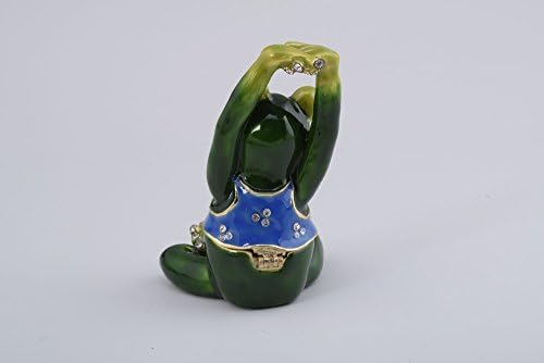 צפרדע התעמלות של קרן קופל עם חולצה כחולה בסגנון פברג 'קופסת תכשיטים בעבודת יד