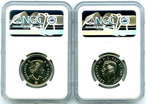 CA 2021 1997 1937 המלכה אליזבת והמלך ג'ורג 'השישי מעיל נשק 100 שנה להיווסדו 50 סנט תואם 2 מטבעות משחררים ראשונים PL ו- DPL NGC MS67