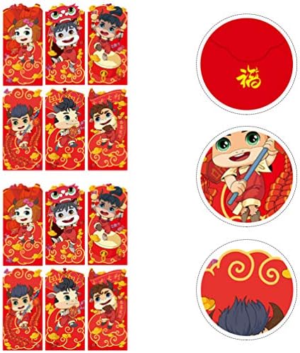 סיני מתנה 12 יחידות 2021 אביב פסטיבל אדום מעטפות סיני מזל כסף מנות שור שנה מזל מעטפות חדש שנה ילדים ברכת כסף שקיות 8. 9איקס 16.4 סמ חתונה מעטפות