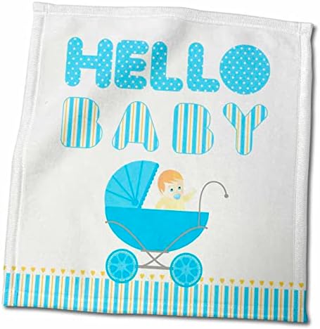 עגלה כחולה לתינוק עם תינוק עם תינוק ושלום הודעת תינוק על כחול ו ... - מגבות
