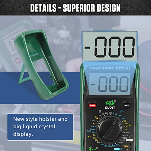 בודק מכוניות דיגיטליות מולטימטר 500-10000 סלד דיגיטלי Multimeter DC DC Volt Meter, מדידה של זווית דיור מוטורית, בודק טמפרטורה
