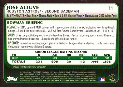 2011 Bowman Chrome Drift Baseball 11 כרטיס טירון של חוסה אלטוב