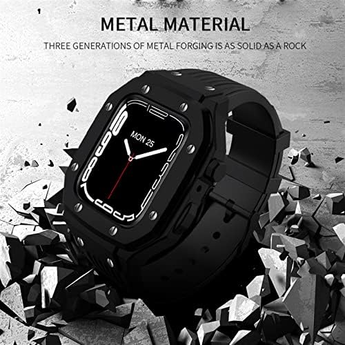 Eksil for Apple Watch Series 7 סגסוגת שעון מארז 44 ממ 42 ממ 45 ממ מתכת יוקרתית גומי נירוסטה אביזרי שעון עבור Iwatch Series 7 6 5 4 SE כיסוי