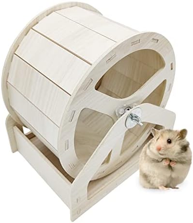 BNOSDM אוגר אימון גלגל שקט עץ קטן חיית מחמד ריצה ספינר גלגל עם צעצוע של משחק שקט שקט לעכברים גרביל קיפוד צ'ינצ'ילה קיפוד גינאה עכברוש חיה קטנה 8 אינץ '