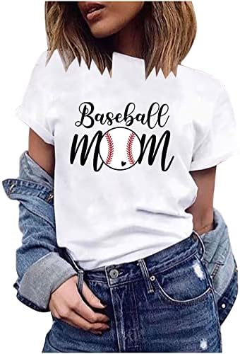 בייסבול אמא חולצות טורטס נשים גרפיות צמרות שרוול קצר חולצות צוואר עגול