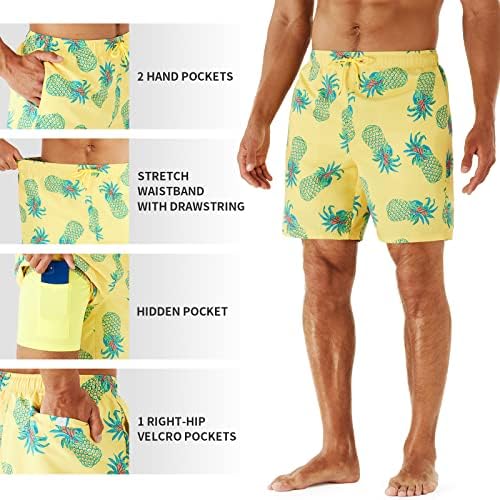 אורבסט גברים של בגד ים עם דחיסת אוניית מהיר יבש חוף מכנסיים קצרים עם כיסים לחוף ושחייה