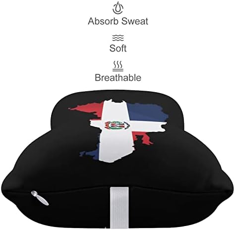 מפת הרפובליקה הדומיניקנית דגל דגל מכונית כרית צוואר 2 מחשבים נושמים צוואר נשימה כרית מנוחה