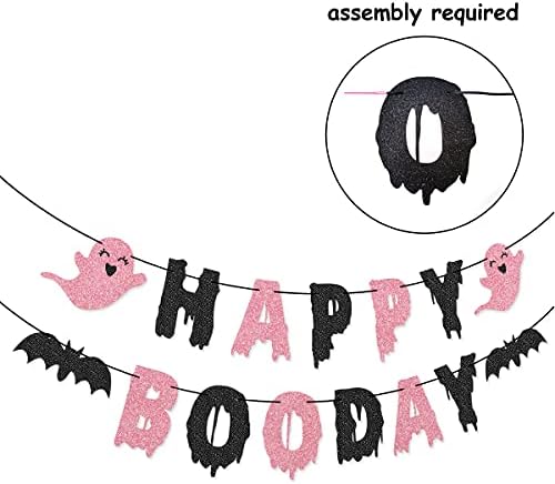 גרנד דגל יום של Boo Boo Boy Garland לקישוטים למסיבת יום הולדת של ורוד ושחור ליל כל הקדושים