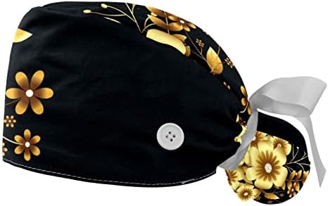 Niaocpwy 2 pcs נשים כובע עבודה מתכוונן עם כפתור פרח כפתור קוקו קוקו קומו