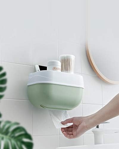 מחזיק גליל נייר חדר אמבטיה מחזיק קיר דבק הרכבה על רקמות קופסת מגבות נייר לחדר אמבטיה חדר רטוב אטום למים ללא קידוח מדף רב -פונקציונלי