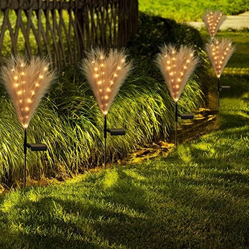 2 חבילה פמפות דשא גן אורות-שמש מופעל גן המוקד אורות פו פמפה דשא דקור, חם לבן אורות