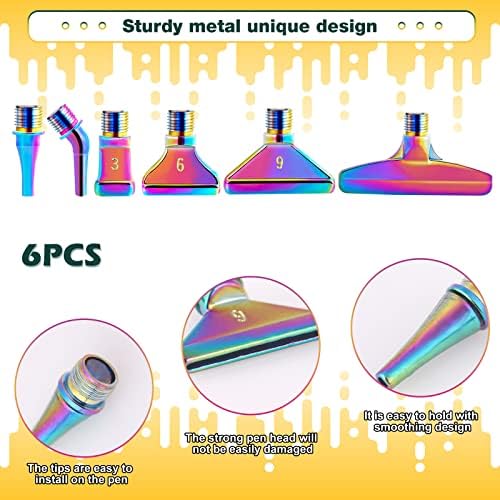 DoreEnbow 13 יחידות ציור יהלום טיפים מתכת טיפים לברגים טיפים ליהלום זוהר אביזרי עט אביזרים מרובי פיקוד טיפים 5D כלים לציור יהלומים עם 6 חימר, לבן