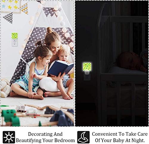 2 מארז ירוק עץ ולבן דוט תינוק לילה אור אידיאלי לילדים התוספת, חשכה לשחר חיישן אידיאלי עבור משתלת