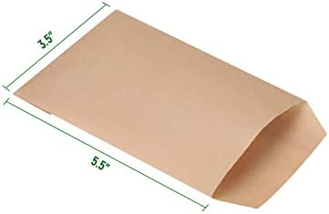 Semnoz 200 חבילות שקיות נייר קטנות, שקיות נייר חומות טבעיות טבעיות 3.5 x 5.5 אינץ