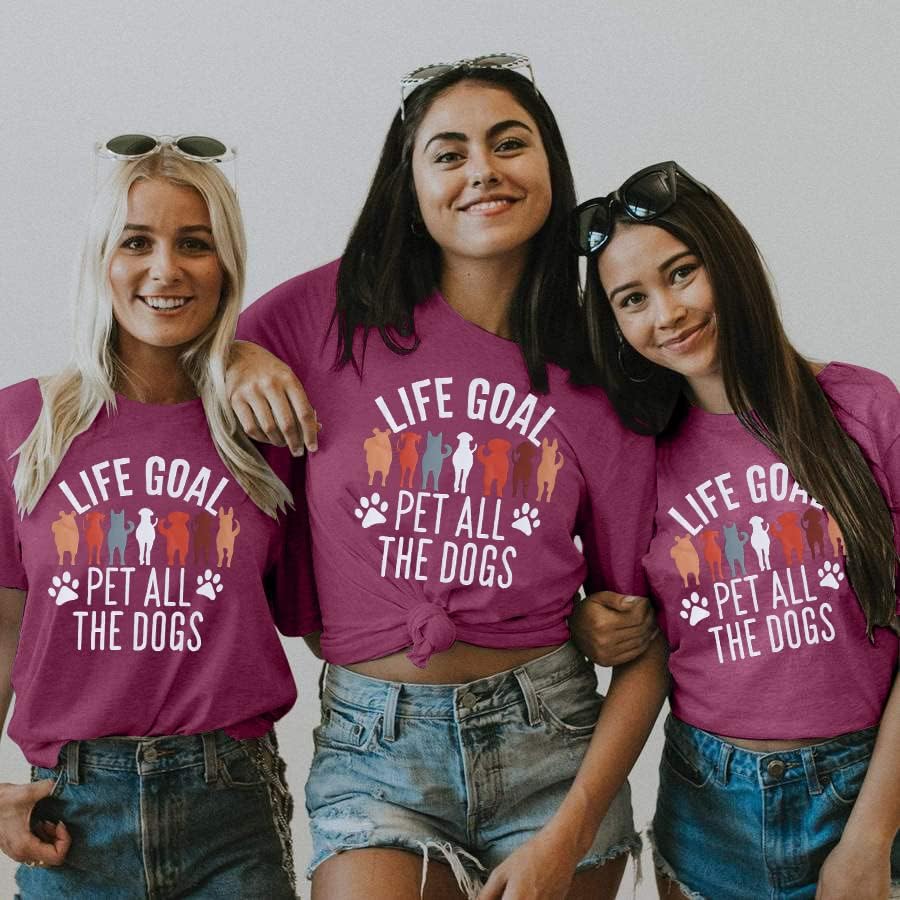 נשים כלב אמא חולצות חיים מטרה מחיית מחמד את כל הכלבים חולצות הדפסת מכתב מצחיק אומר חובב כלבים טי ראש