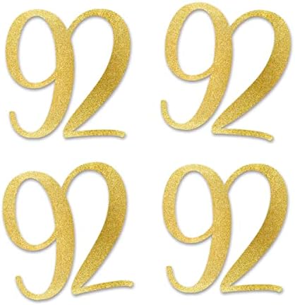 נצנצים זהב 92 מספרים חתוכים, קישוטי יום הולדת 92 יום הולדת יום הולדת