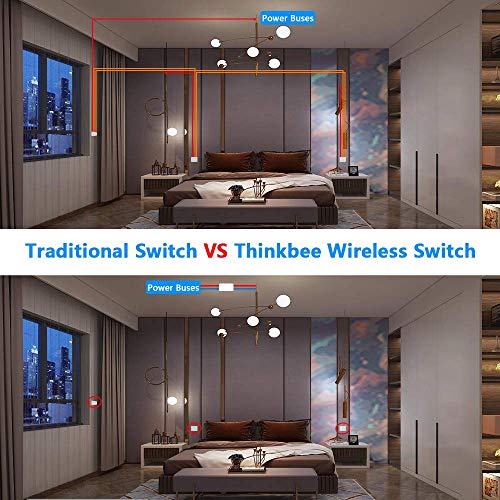 Thinkbee Switch Light Switch and Laceive, חיצוני 1969ft מקורה 130ft, ללא חיווט, ללא wifi, שלט רחוק למתג לוח אלחוטי אור LED, IP66 אטום מים