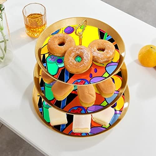 עוגת דוכן, מסיבת עוגת דוכן, עוגת מייצג קינוח שולחן, צבעוני משחק ידית דפוס