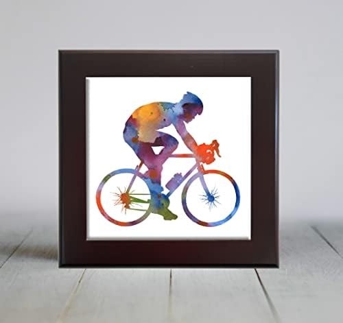 מופשט רוכב אופניים בצבעי מים אמנות דקורטיבי אריח