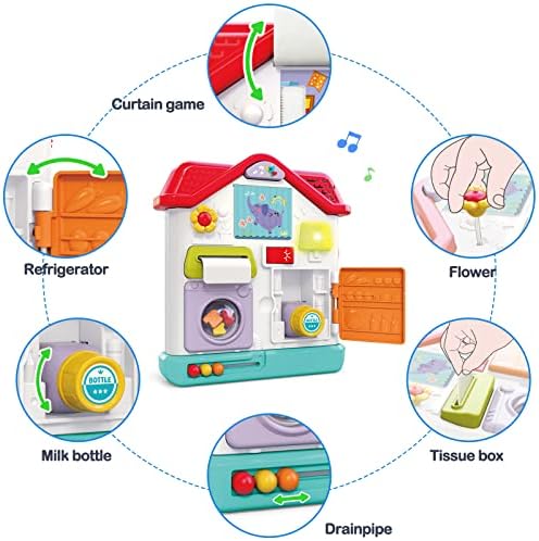 CharmSpal Baby Pobely Center צעצוע - פעוטות לוח עסוק עם אור, מוזיקה וצעצועים מיומנויות מוטוריות משובחות - צעצוע למידה חינוכית לבנים ולבנות - יום הולדת אידיאלי