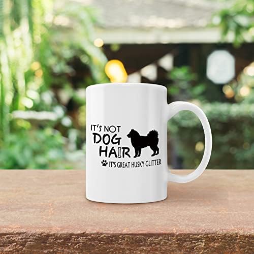 זה לא כלב שיער זה נהדר האסקי גליטר קרמיקה ספל-11 אונקיות מצחיק כלב קפה חלב תה ספל כוס, מתנות עבור כלב אוהבי כלב אמא נשים בני נוער בנות