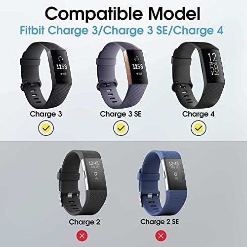 ערה להקת שעון נמתחת תואמת לטעינה של Fitbit 3 / מטען 3 SE / מטען 4, רצועת ספורט צנוס כף היד מתכווננת של ניילון לנשים - שחור