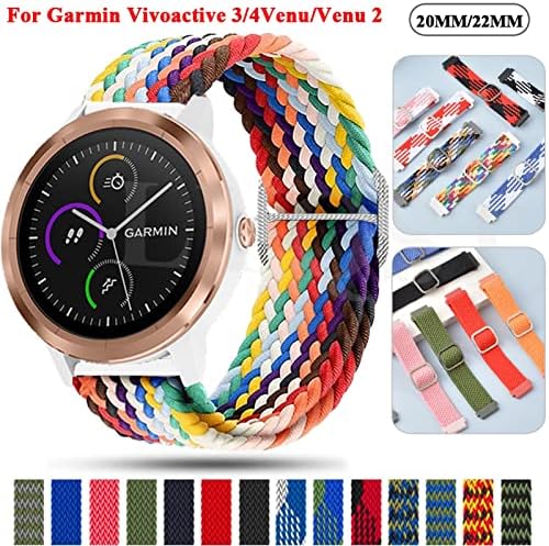 להקת השעונים החכמה של Kossma עבור Garmin Vivoactive 3/4 Venu 2/Forerunner 645 245 158 745 רצועה קלועה vivomove HR 20 22 ממ אביזרי Watchband אביזרים