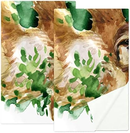 Woshjiuk 2 חבילה מגבות כושר מיקרופייבר, עץ דקל עצלן בעלי חיים, מגבת מגבת מגבת סופר סופגת למגבות זיעה של צוואר