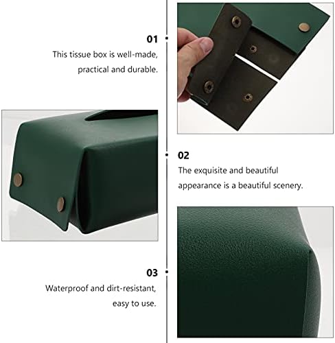 קופסא מרפא מפית ירוקה מחזיק בית אחסון עור מלבני רקמות משרדי משרדי מתקן שולחנות וינטג 'רקמות נייר.