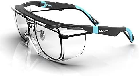 DEX FIT בטיחות על משקפיים SG210 OTG; התאמה מעל משקפי הראייה שלך, הגנת עיניים Z87, ערפל ועמידה בשריטות, מתכווננת לנשים וגברים, מגן UV