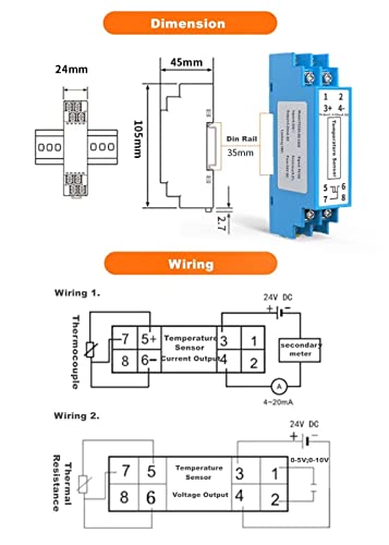 חיישן טמפרטורה מתמר משדר שנאי Pt 100 פלט 0-5V קלט DC 0-50 ℃ מעלה Centradade