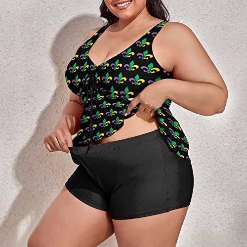 Baikutouan Mardi Gras Fleur de Lis Plus Size בגד ים לנשים שני בגד ים של בגדי ים מודפסים בגדי ים מודפסים