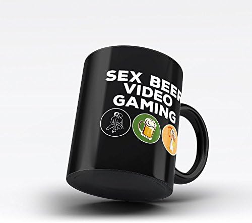 בית של סחורה סקס בירה וידאו משחקים שחור קפה ספל על ידי הום / מתנה מצחיק סרקסטי תחביב חובב