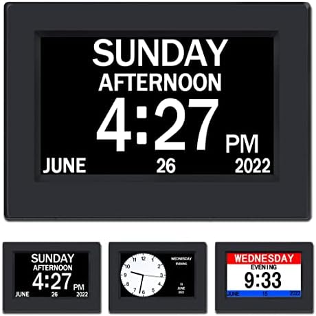 שעון Ainftime עם יום ותאריך לקשישים -3 צבעים תצוגה של לוח שנה דיגיטלי שעון יום שעון יום אלצהיימר שעון עם תצוגה גדולה במיוחד