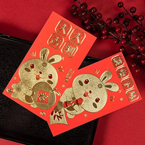 24 חתיכות סיני חדש שנה אדום מעטפות, שנה של ארנב גדול סיני הונגבאו שנה של 2023 אדום מנות מזל כסף מעטפות עבור מסיבת חתונה ואביב פסטיבל,6 סגנונות