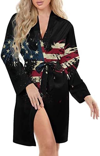 דגל אמריקה נשר נשים קימונו חלוק קצר חלוק רחצה סקסי לבגדי לילה של כתיבת לילה.