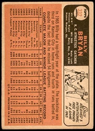 1966 Topps 332 Bill Bryan Kansas City Athletic