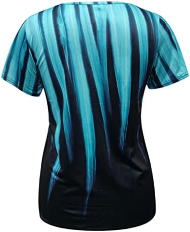 גרפי חולצות לנשים נשים אופנה נוח כחול הדפסה קצר שרוול צוואר למעלה כותנה ספנדקס נשים