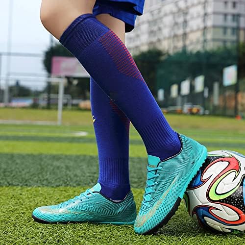 סוליות כדורגל שחורות לגברים ונשים קלות נעלי כדורגל נושמות כדורגל מקצועיות לילדים מבוגרים נעלי כדורגל דשא לאימוני כדורגל ותחרות (צבע: TF-ירוק, גודל: 9.5 נשים
