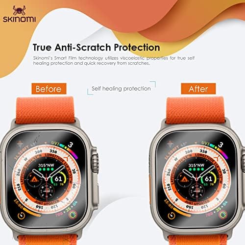 מגן מסך Skinomi התואם ל- Apple Watch Ultra ברור Techskin TPU אנטי-בועל