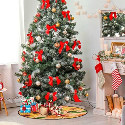 מחצלת עץ חג המולד של חמניות חמניות של חמניות פוליאסטר של קיגאי, יכולה לשמש לקישוט הבית של מסיבות חג המולד, ליצור כיף לעונת חג המולד שלך 28.3 אינץ '/קוטר.
