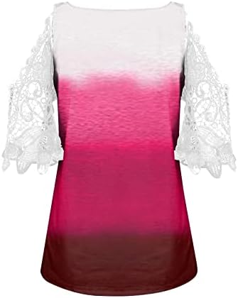 צמרות גדולות לנשים, כתף קר 3/4 חולצת שרוול חולצות תחרה מזדמנת לבושות בתוספת טיז טוניקה אלגנטי בגודל